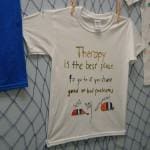 A t-shirt made by a child following treatment to encourage other children