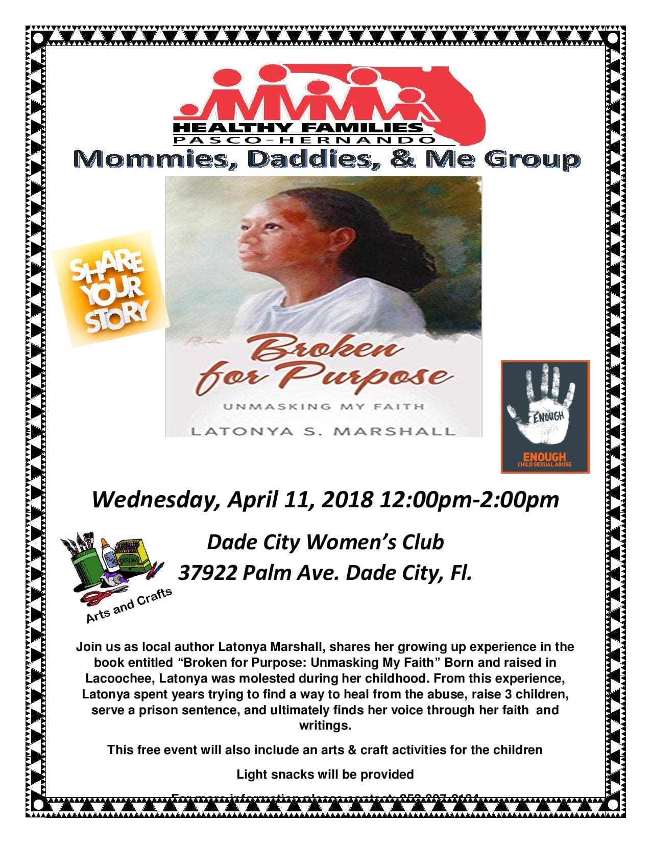April 11th – Author Shares Story at Healthy Families Mom Group