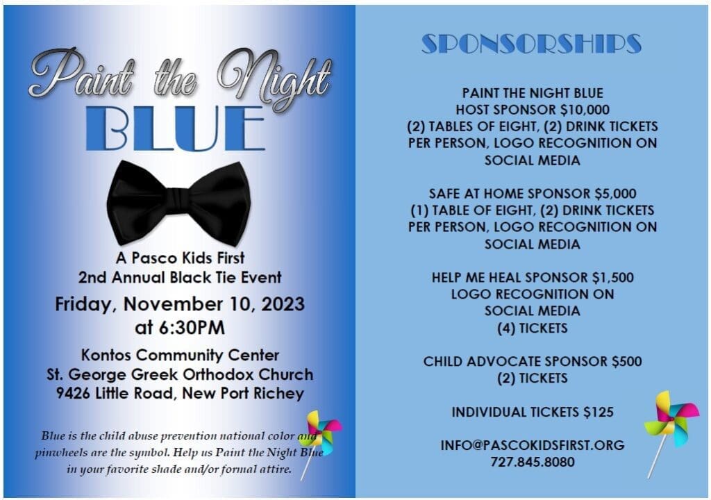 brochure of Paint the Night Blue event
